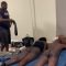 Ebony girl and boy gets a belt spanking for not doing chores