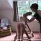 Stretched naked over a punishment frame, hot doctor Lucy is soundly paddled